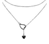 Josojoou Collar Lariat para mujer con junta tórica ajustable, cadena de Lariat punk gótica en forma de Y con colgante de corazón de 72 cm, cadenas de acero inoxidable, para cuello en V, suéter vestido