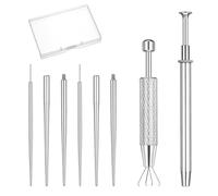 Josojoou Juego de 8 pinzas y abridor de bolas de piercing con caja de almacenamiento, agujas de perforación rectas y dobladas de 16 G, herramienta aplicadora de aretes de parte trasera plana, piercing