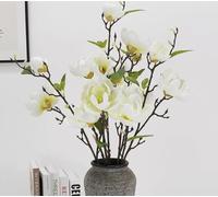 JOSON 2 flores artificiales de magnolia con tallos, ramo de rama de magnolia falsa 3D de tacto auténtico, utilizado para arreglos de jarrones, bodas, mesas de comedor, decoración de oficina en casa