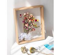 JOSON 2 paquetes de marco de fotos de flores secas de madera, soporte de exhibición de flores secas, marco de fotos flotante decorativo (color madera 4 x 6)