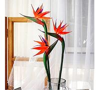 JOSON 3 flores permanentes de 32 pulgadas de largo tallo artificial de pájaro del paraíso con tallos de 0.5 pulgadas para decoración del hogar, fiestas, plantas de flores artificiales (rojo)