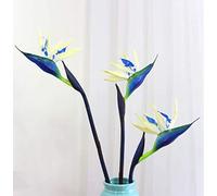 JOSON 3 flores permanentes de 32 pulgadas de largo tallo artificial de pájaro del paraíso con tallos de 0.5 pulgadas para decoración del hogar, fiestas, plantas artificiales de flores (azul)