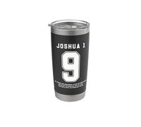 Josué 1:9 Be Strong Biblia Versículo Deportivo Jersey Cristiano Vaso térmico de acero inoxidable de doble pared