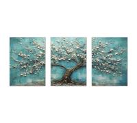 JOSUE 3 Piezas Árbol de la vida Lienzo Cuadros Y LáMinas, Arbol Moderno Azul blanco Cuadros DecoracióN La HabitacióN Para GaleríA Sala Estar BañO DecoracióN Paredes -60x80cm Sin marco