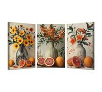 JOSUE 3 Piezas Cuadro Cocina Pared Flores frutales Cuadros De Salon Lienzo,Amarillo, rojo Cuadro Para Decorar SalóN Dormitorio Bar Restaurante-30x45cmx3 Enmarcado