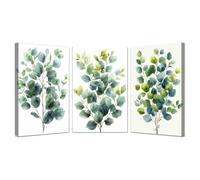 JOSUE 3 Piezas Cuadros Plantas Para Cocina Hojas naturales Cuadros BañO Lienzo,Verde, blanco Modernos Para Sala Cuadros Decoracion Dormitorios Lienzo-30x45cmx3 Enmarcado