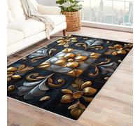 JOSUE Alfombras Boho, Alfombra Bohemia Grande Flores Alfombra Pelo Corto Antideslizante Lavables Habitación Dormitorio De Cocina De Entrada Rug(Dorado 33-120x180cm