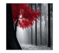 JOSUE Arbol de La Vida en Flor Lienzo Cuadros Grande Blanco y negro Cuadro Sobre Lienzo Moderno Dormitorio Cocina Cuadros Pared Imágenes Wall Art（Rojo 42-50x50cm Sin marco