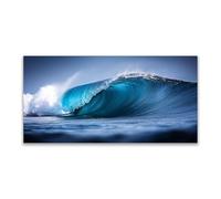 JOSUE Azul,blanco Cuadros Decoracion Salon Lienzos decorativos playa mar, Olas del mar Cuadro Moderno Cuadros Pared Imágenes Wall Art Prints Grande-80x160cm Sin marco
