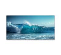 JOSUE Azul,gris Cuadros Decoracion Salon Lienzos decorativos playa mar, Olas del mar Cuadro Moderno Cuadros Pared Imágenes Wall Art Prints Grande-70x140cm Sin marco