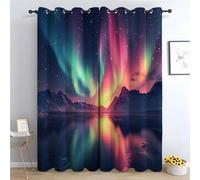 JOSUE Cortinas de paisajes Naturales Líneas de Colores Moderno de Mediados de Siglo, Tratamiento de Ventana para Habitación y Dormitorio-240Al x 140An cm (2 Paneles)