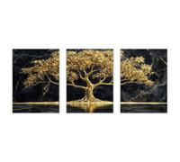 JOSUE Cuadro Decorativos de Salon Lienzos Árbol dorado Cuadro Dormitorio Decoracion Hogar Pared Quadro - Plata - Pintura - Blanco y negro（Negro 18-50x70cmx3 Sin marco