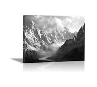 JOSUE Cuadros De MontañA Paisaje minimalista Cuadros Y LáMinas Lienzo,Blanco, negro Cuadro Cartel Sala De Estar Cuarto De BañO Comedor Decorativos-30x40cm Enmarcado