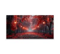 JOSUE Cuadros DecoracióN Paisaje Bosque Árbol abstracto Cuadros Y LáMinas Lienzo,Rojo, negro Cuadro DecoracióN De Pared Salon Oficina Pasillo-70x140cm Sin marco