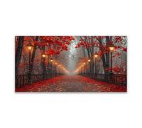 JOSUE Cuadros DecoracióN Paisaje Bosque Paisaje arbóreo Cuadros Y LáMinas Lienzo,Rojo, gris Cuadro DecoracióN De Pared Salon Oficina Pasillo-80x160cm Sin marco