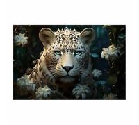 JOSUE Cuadros Decoracion Salon Modernos Oro - Plata Lienzo Animales leopardos Decor Cuadros Salón Pasillos Dormitorio Comedor Oficina Colgar（Gris 104-30x40cm Sin marco