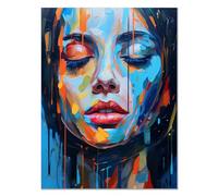 JOSUE Hermanas Africanas Cuadros Lienzo Decoracion de Pared, Mujer abstracta Azul, negro Cuadros Para DecoracióN Sala De Estar Dormitorio Hogar BañO -75x115cm Sin marco