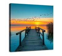 JOSUE Lienzo Árbol de la Vida Estilo Rural Casa de Campo Océano Cuadro Moderno Cuadros Pared Imágenes Wall Art Prints Decor Grande XXL（Naranja 39-20x20cm Enmarcado