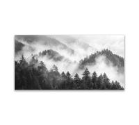 JOSUE Negro,blanco Cuadros Bosque LáMinas Lienzo, Montaña minimalista Moderno Arte de Pared Cuadro Salón Decoración del Hogar-70x140cm Sin marco
