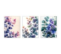 JOSUE Set de 3 Cuadros Decorativos Plantas Hojas de colores Cuadros Grandes Lienzo,Púrpura, verde Cuadro Sala De Estar Cuarto De BañO Comedor Decorativos-20x30cmx3 Sin marco