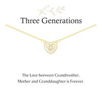 JOSYANDLOVE Collar de tres generaciones para madre, hija, abuela, regalo de oro, collar de 3 corazones para el día de la madre para la abuela