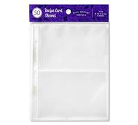 Jot & Mark Binder Page Protectors for 4x6 Recipe Cards or Photos (50 Count) - Crystal Clear Plastic Archival Sleeves fit 3 Ring Binders (8.5" x 9.5", 2 Pocket) - Recipe Card Holder
