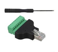 Jotekonoby Adaptador RJ45 a bloque de terminales, conector de tornillo de 8 pines para terminación de cable Ethernet, adaptador de red compatible con cables UTP Cat5, Cat5e, Cat6, Cat7