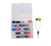 Jotekonoby Bobina de hilo para atar moscas 200D para pesca con mosca con soporte para bobina, 25 rollos de herramienta de señuelo de poliéster de color aleatorio, compatible con T estándar