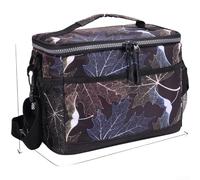 Jotekonoby Bolsa de almuerzo aislada con estampado floral, portátil, plegable, para mujer, con acabado de tela Oxford desmontable y resistente (B)