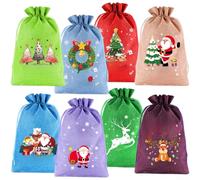 Jotekonoby Bolsas de regalo de Navidad con cordón, bolsas de envoltura maravillosa, paquete múltiple, para fiestas de Navidad, regalos, decoraciones de vacaciones (8 piezas-A)