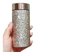 Jotekonoby Botella de agua portátil ligera con aislamiento de titanio puro de 200 ml con patrón de flores de hielo para camping, senderismo, viajes, hidratación al aire libre (plata)