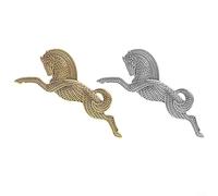 Jotekonoby Broche de caballo vintage de aleación de zinc en tono dorado antiguo, 3,5 x 8,3 cm, insignia de solapa de animal grande para mujeres y hombres, traje de corcel retro, chaqueta, bolsa