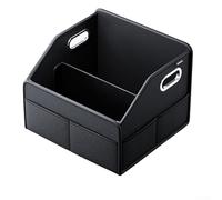 Jotekonoby Caja de almacenamiento organizadora de cuero para maletero de coche de 22.5 L con tira reflectante, organizador de carga plegable para SUV, sedán, camión y garaje