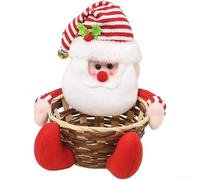 Jotekonoby Canasta de madera para dulces de Papá Noel, decoración festiva de Navidad, soporte para golosinas navideñas rojo y blanco, soporte de regalo de vacaciones, adorno de escritorio (persona