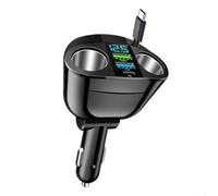 Jotekonoby Cargador de coche rápido PD de 66 W con 6 puertos, pantalla digital y ángulo ajustable de 360°, para y otros smartphones, color negro