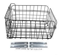 Jotekonoby Cesta de acero inoxidable para bicicleta trasera, diseño ligero plegable con capacidad de carga de 20 kg, parte trasera negra de gran capacidad para cesta de bicicleta