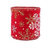 Jotekonoby Cinta de Navidad de lino de imitación de 5 yardas, cinta decorativa para manualidades, boda rústica, decoración de vacaciones, cinta reutilizable con borde de alambre para floristería (8)