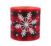 Jotekonoby Cinta de Navidad de lino de imitación de 5 yardas, cinta decorativa para manualidades, boda rústica, decoración de vacaciones, cinta reutilizable con borde de alambre para floristería (15)