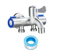 Jotekonoby Conector de grifo de triple salida de acero inoxidable 304, grifo de lavadora, válvula desviadora de control independiente, divisor de agua para utilidad de baño (A)