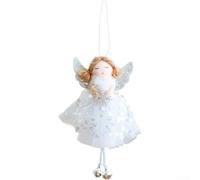 Jotekonoby Decoración de árbol de alas - Adorno de Navidad con falda de tul y vestido de malla, colgante ligero de árbol de vacaciones con acento festivo de copo de nieve para decoración (blanco)