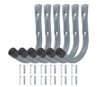 Jotekonoby Ganchos de metal para herramientas, paquete de 6 soportes de almacenamiento tipo J para organizar garaje, cobertizo y taller (gris)