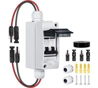 Jotekonoby Interruptor de desconexión de panel solar CC 400 V 2 polos, caja de disyuntor IP65, impermeable, resistente a los rayos UV, material de policarbonato para exteriores fotovoltaicos fuera de