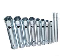 Jotekonoby Juego de 10 llaves tubulares métricas de 6 a 22 mm, llave de vaso de doble extremo con diseño de tubo hueco para reparación de automóviles y fontanería, Zinc-Co