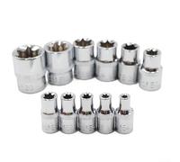 Jotekonoby Juego de 11 llaves de vaso tipo E de 1/4 y 3/8 para reparación de automóviles, acero al cromo vanadio tratado térmicamente para una mayor vida útil