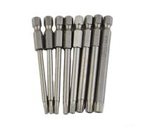 Jotekonoby Juego de 8 puntas de destornillador Torx magnéticas de aleación de acero de 1/4 pulgadas, vástago hexagonal de 75 mm de largo, T8 T15 T20 T25 T27 T30 T40, desgaste endurecido de grado