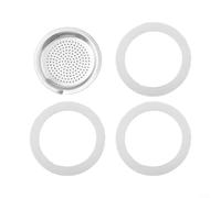 Jotekonoby Juego de juntas de silicona y filtro de aluminio para olla Moka, 3 sellos de repuesto y 1 pantalla de malla, compatible con cafeteras de espresso de 2 a 12 tazas (2 tazas)