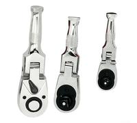 Jotekonoby Juego de llaves de trinquete de cabeza de 3 piezas con mecanismo de liberación rápida de 72 dientes, accionamiento de 1/4 pulgadas 3//2 pulgadas, mango flexible para espacios reducidos, Ch