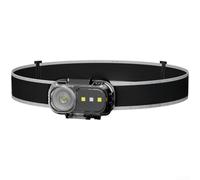 Jotekonoby Linterna frontal manos libres para exteriores con sensor de onda, carga tipo C, ángulo de luz ajustable y luces indicadoras de nivel de batería