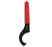 Jotekonoby Llave de herramienta de mano, llave de gancho en C, portabrocas de acero al carbono, para maquinaria de tuercas redondas de 38-62 mm, con mango antideslizante rojo cómodo (C55-62 mm)