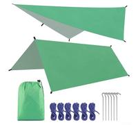 Jotekonoby Lona impermeable de camuflaje para camping, playa, toldo al aire libre, refugio de lluvia portátil ligero con estacas para el suelo y bolsa de almacenamiento, 300 x 300 cm (verde)